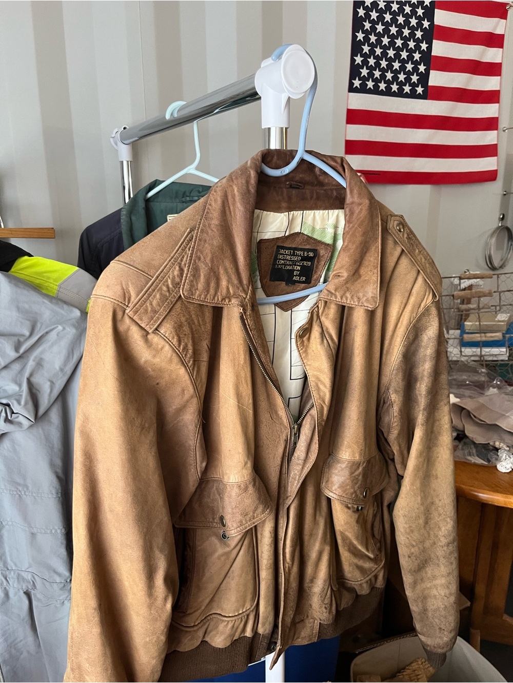 Vintage Brown Leather Bomber Jacket - Men's Jacket & Coat
